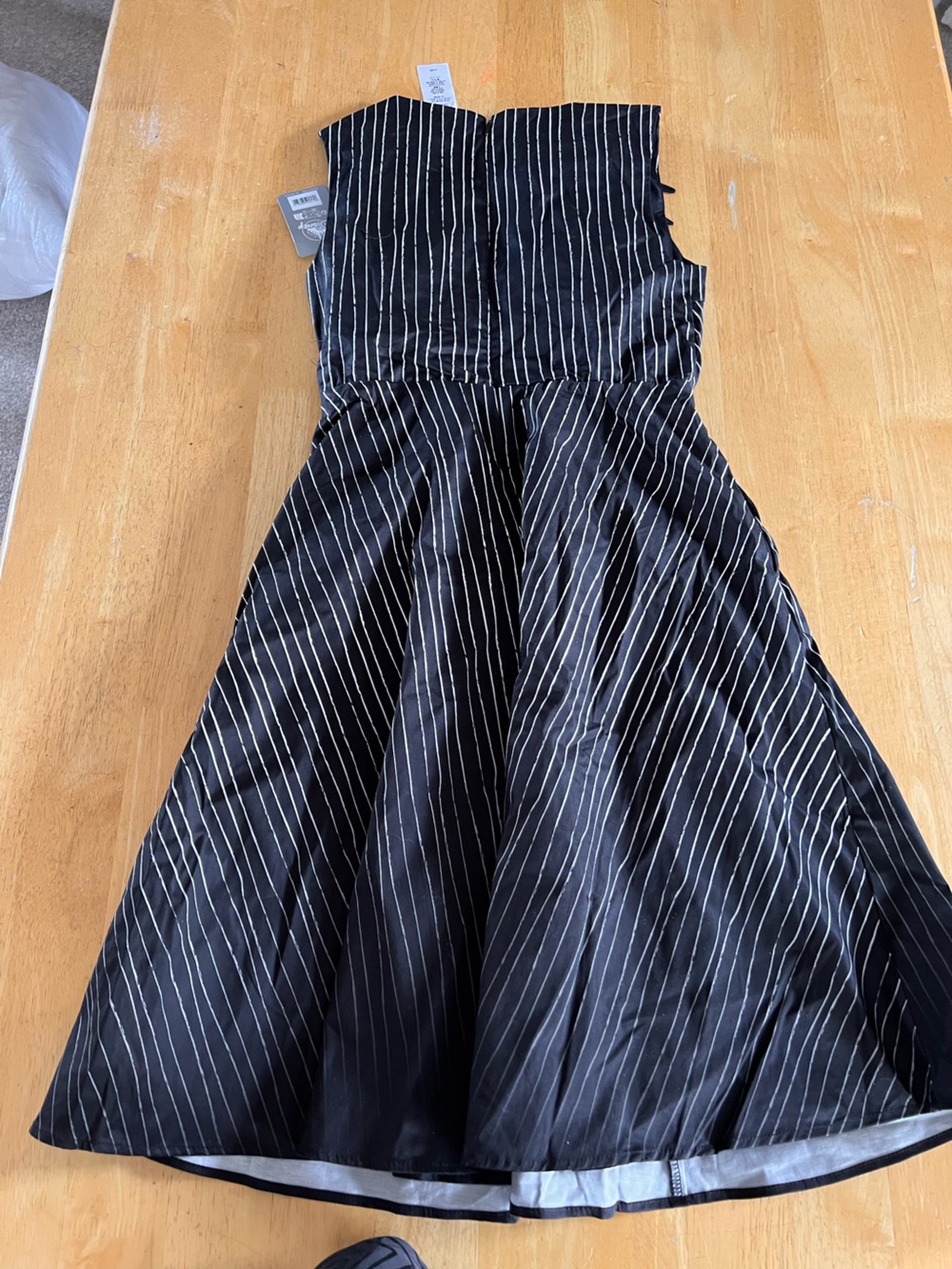 Disney Nightmare Before Christmas black and White Pinstripe Midi Dress - Picture 9 of 10